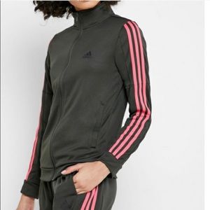 Women’s Adidas Olive Green and Hot Pink Tracksuit